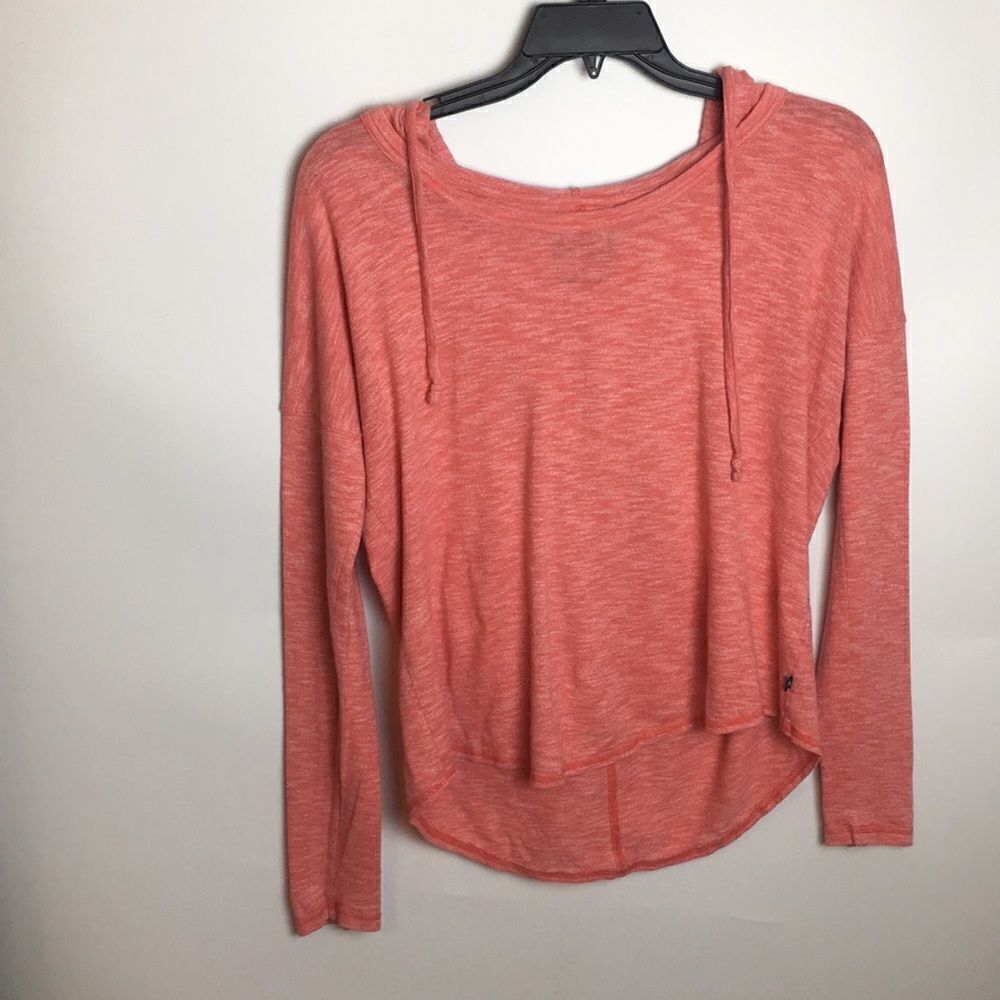 Vintage The North Face long sleeve T-shirt with hoodie heathered pink Sz Medium